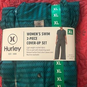 Hurley Women's XL Teal Crochet Cover-Up Set